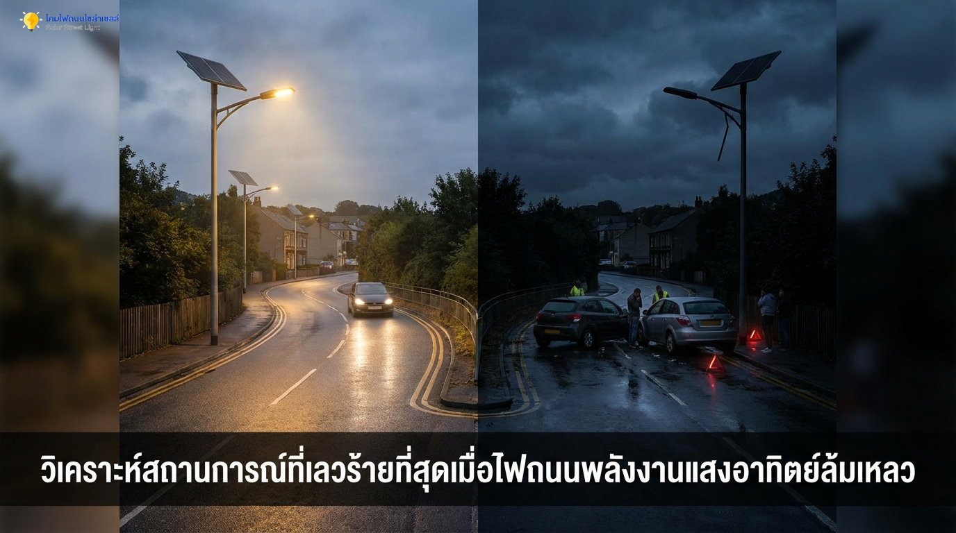 วิเคราะห์สถานการณ์เลวร้ายที่สุดเมื่อโคมไฟถนนโซล่าเซลล์ล้มเหลว