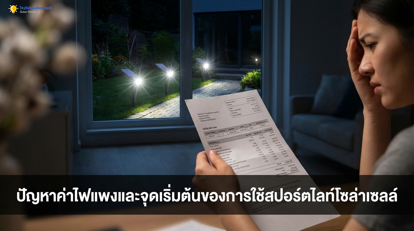 ปัญหาค่าไฟแพงและจุดเริ่มต้นการใช้ไฟสปอร์ตไลท์โซล่าเซลล์
